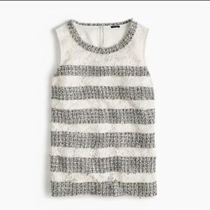NWT J.Crew Fringey top in tweed and lace